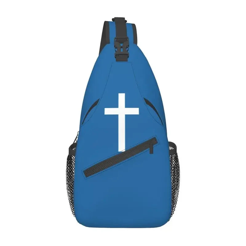 Fashion Catholic Jesus Cross Sling Bags for Cycling Camping Men Christian Religious Crossbody Chest Backpack Shoulder Daypack