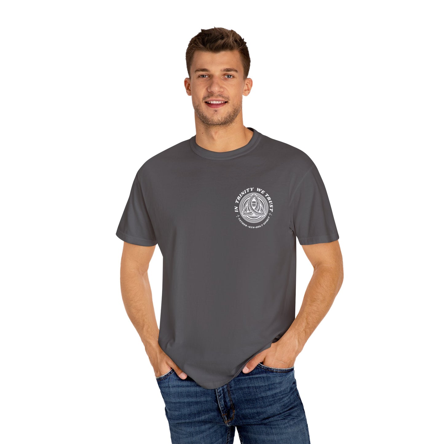 Unisex Garment-Dyed T-Shirt - 'In Trinity We Trust' Vintage Style