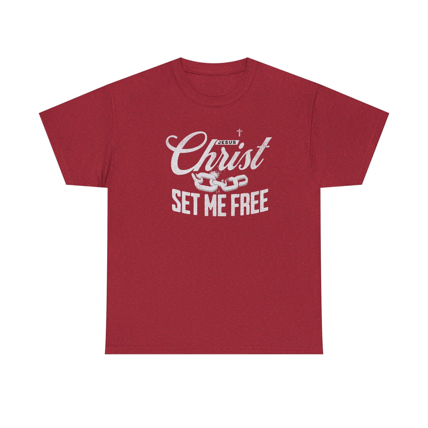 Inspirational Unisex Heavy Cotton Tee - 'Christ Set Me Free'