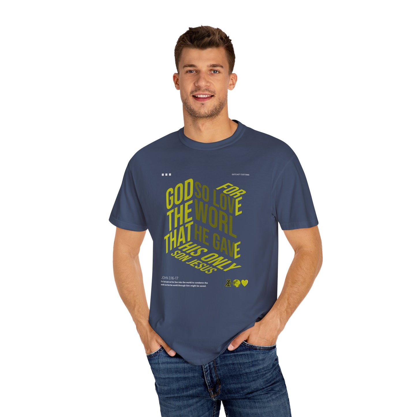 Inspirational Faith T-Shirt - "For God So Loved the World"