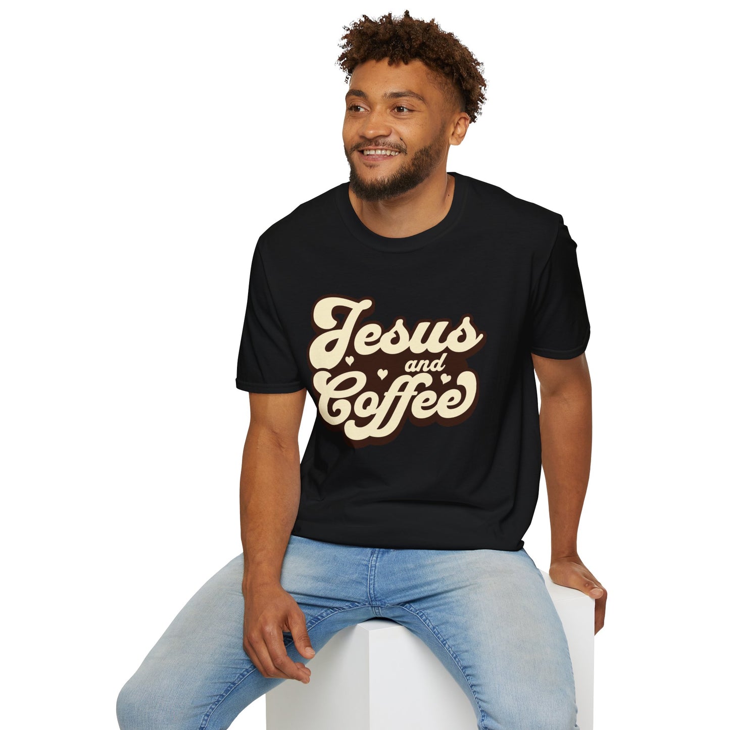 Jesus and Coffee Unisex Softstyle T-Shirt - Perfect for Faith Lovers and Coffee Enthusiasts