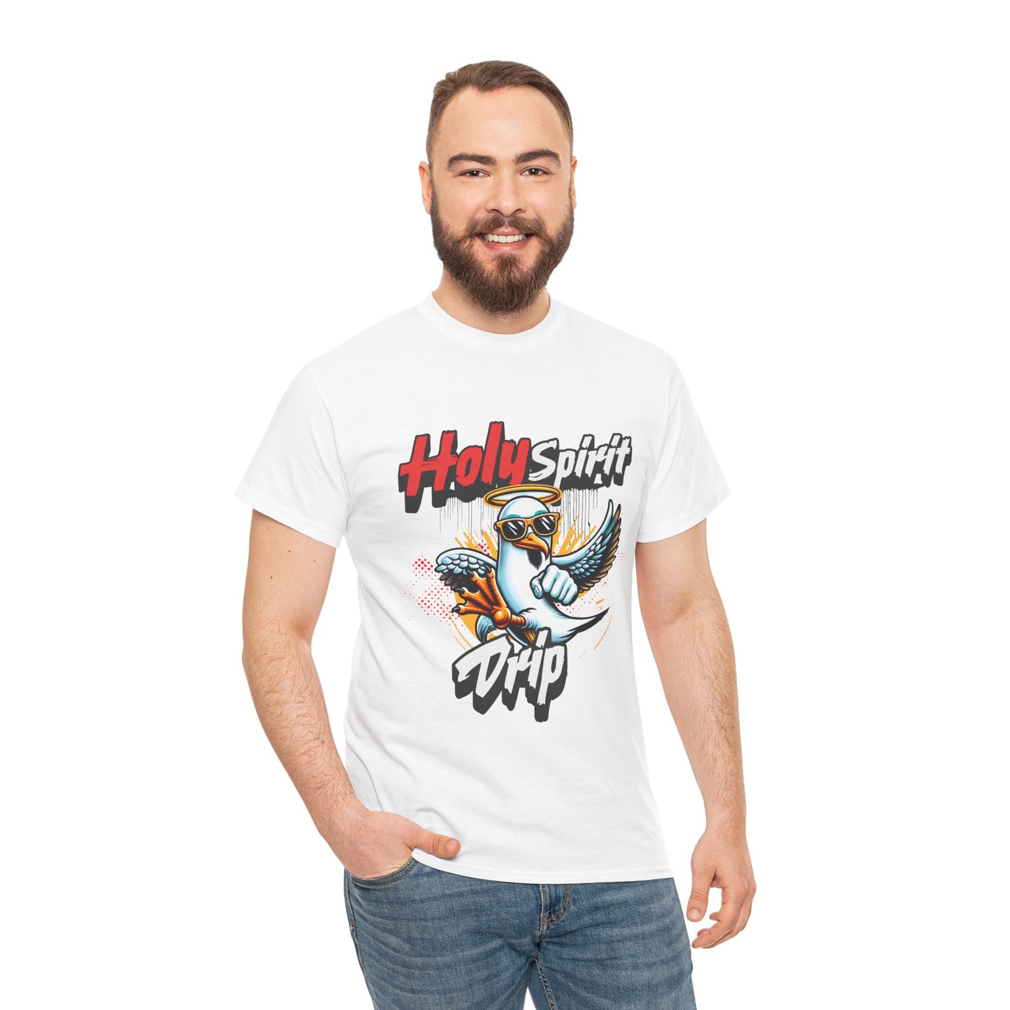 Holy Spirit Drip Unisex Heavy Cotton Tee - Unique Graphic Tee for Everyday Style