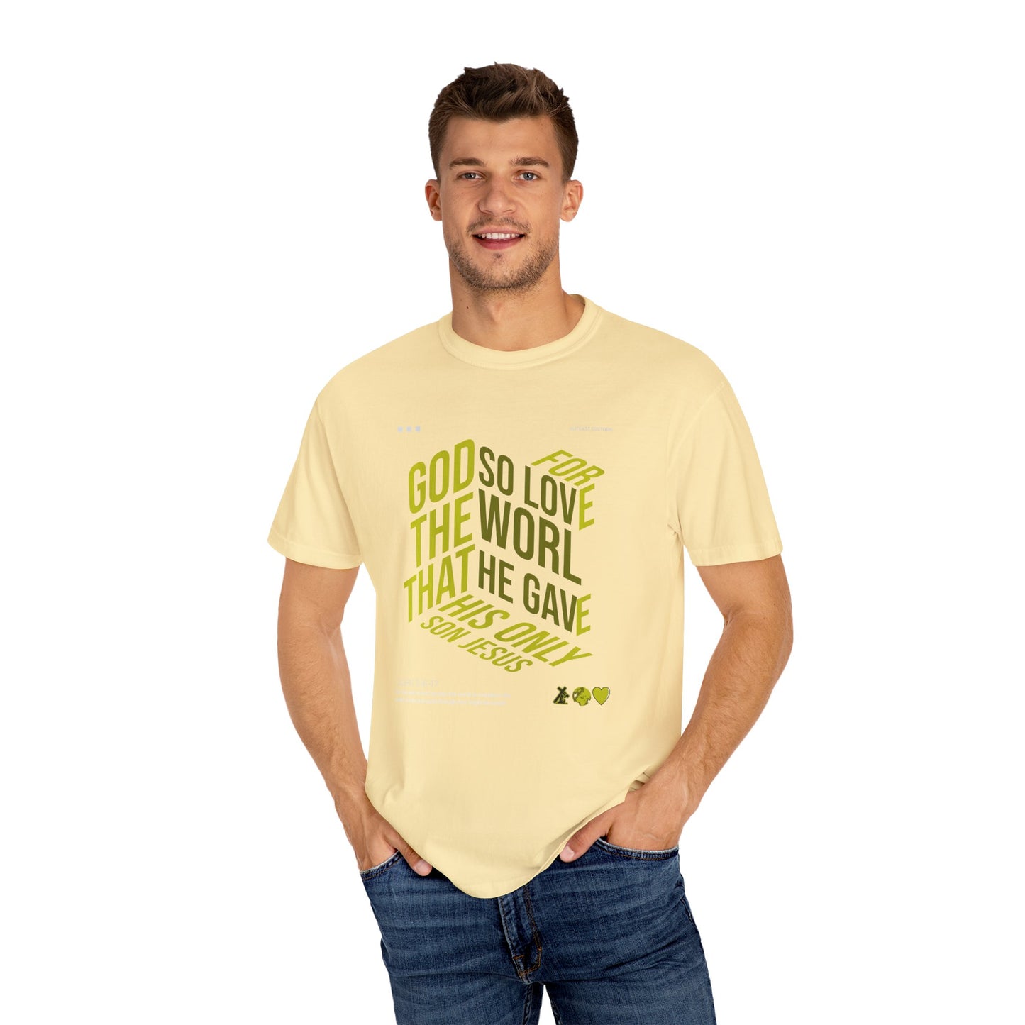 Inspirational Faith T-Shirt - "For God So Loved the World"