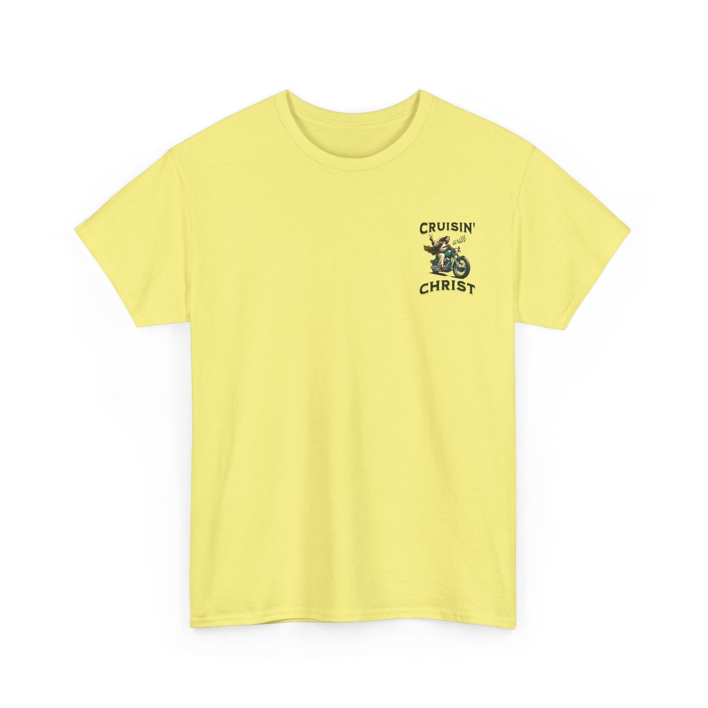 Cruisin' with Christ Heavy Cotton Tee | Faith-Based Unisex T-Shirt for Riders