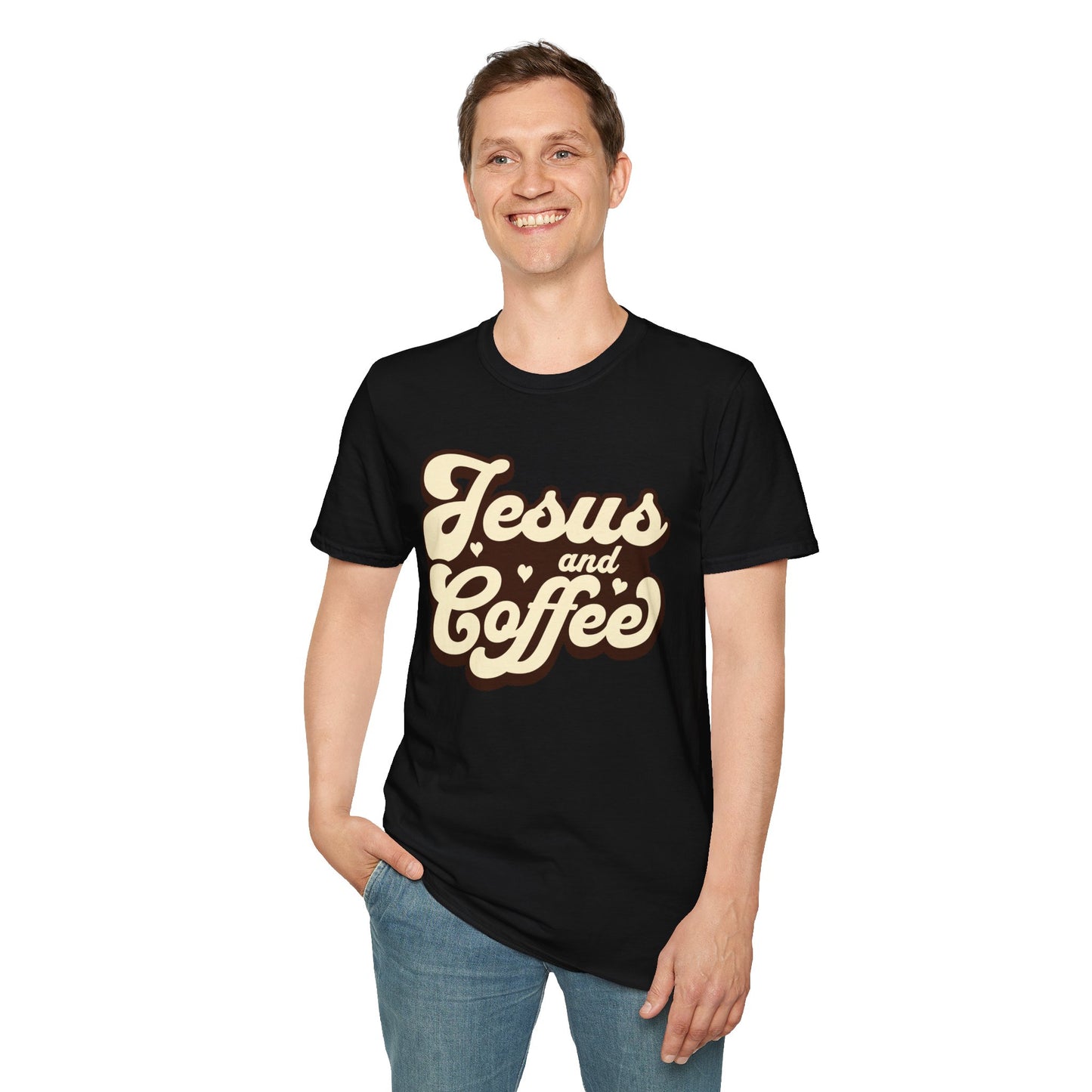 Jesus and Coffee Unisex Softstyle T-Shirt - Perfect for Faith Lovers and Coffee Enthusiasts