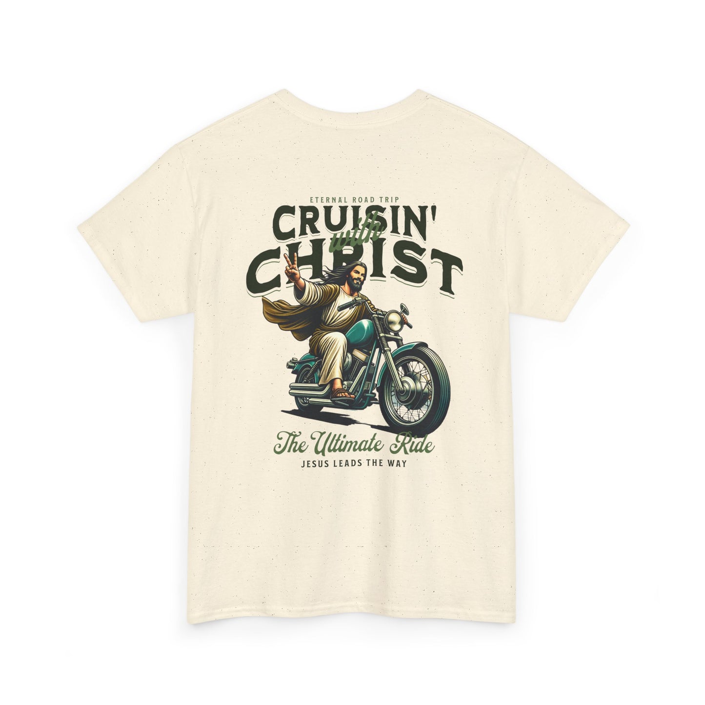 Cruisin' with Christ Heavy Cotton Tee | Faith-Based Unisex T-Shirt for Riders