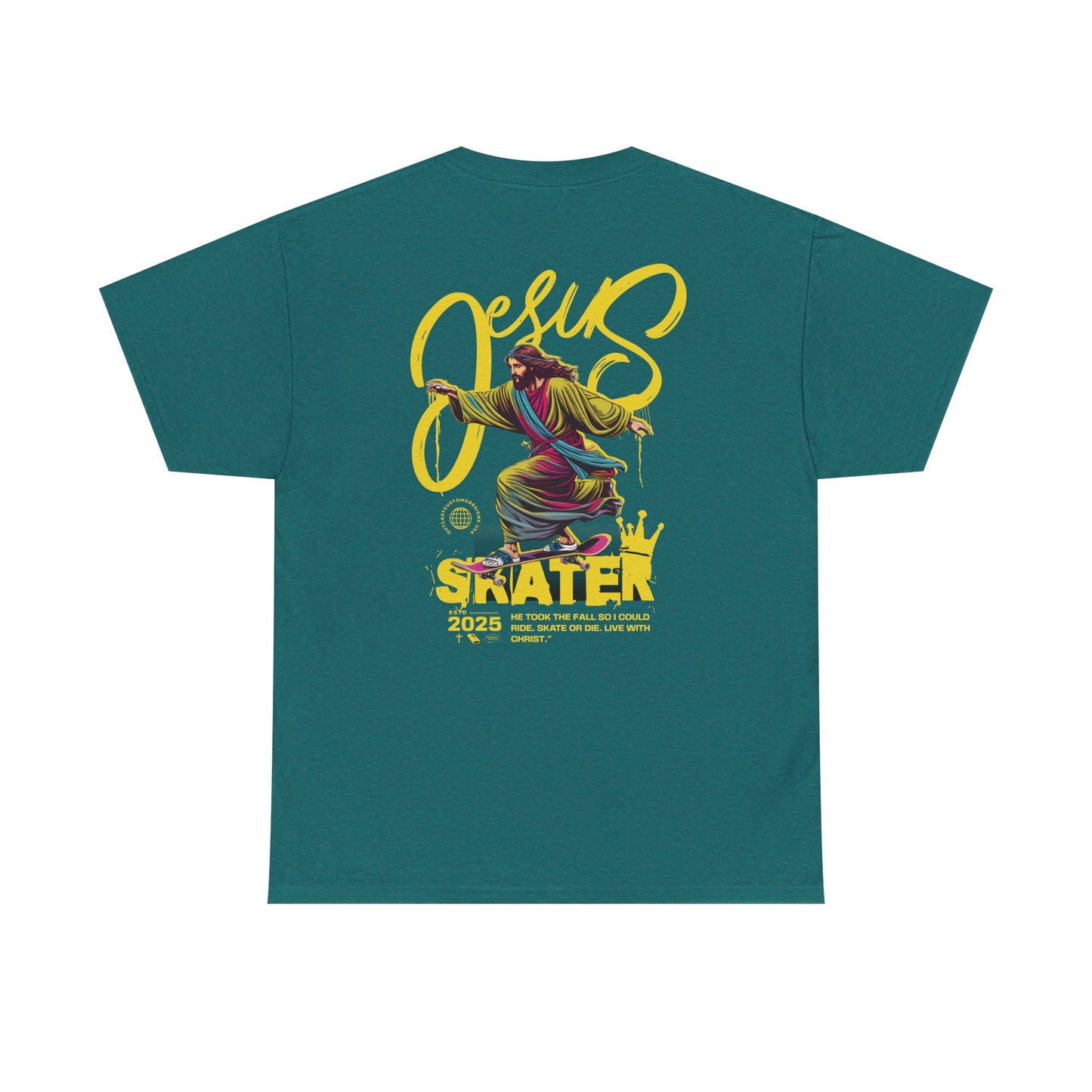 Jesus Skater Unisex Heavy Cotton Tee - Cool and Casual Faith-Inspired Shirt