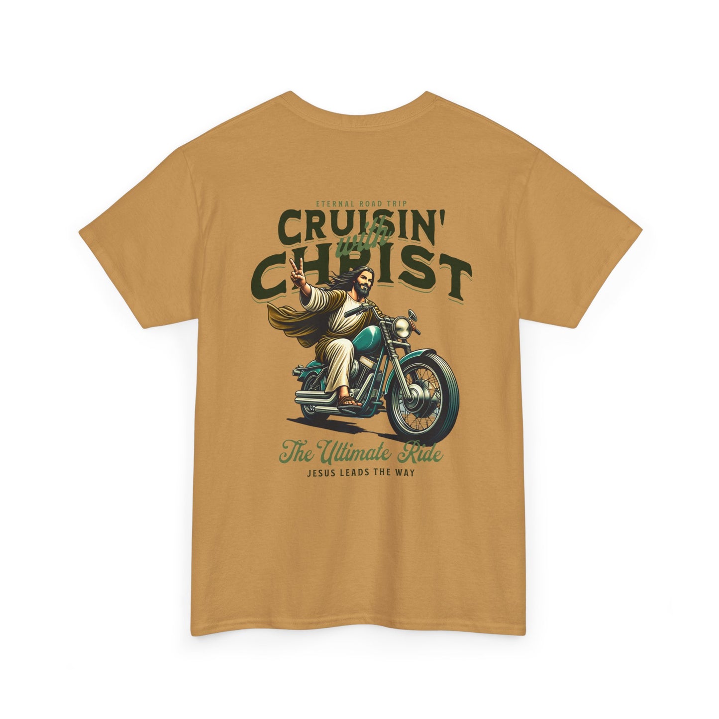 Cruisin' with Christ Heavy Cotton Tee | Faith-Based Unisex T-Shirt for Riders