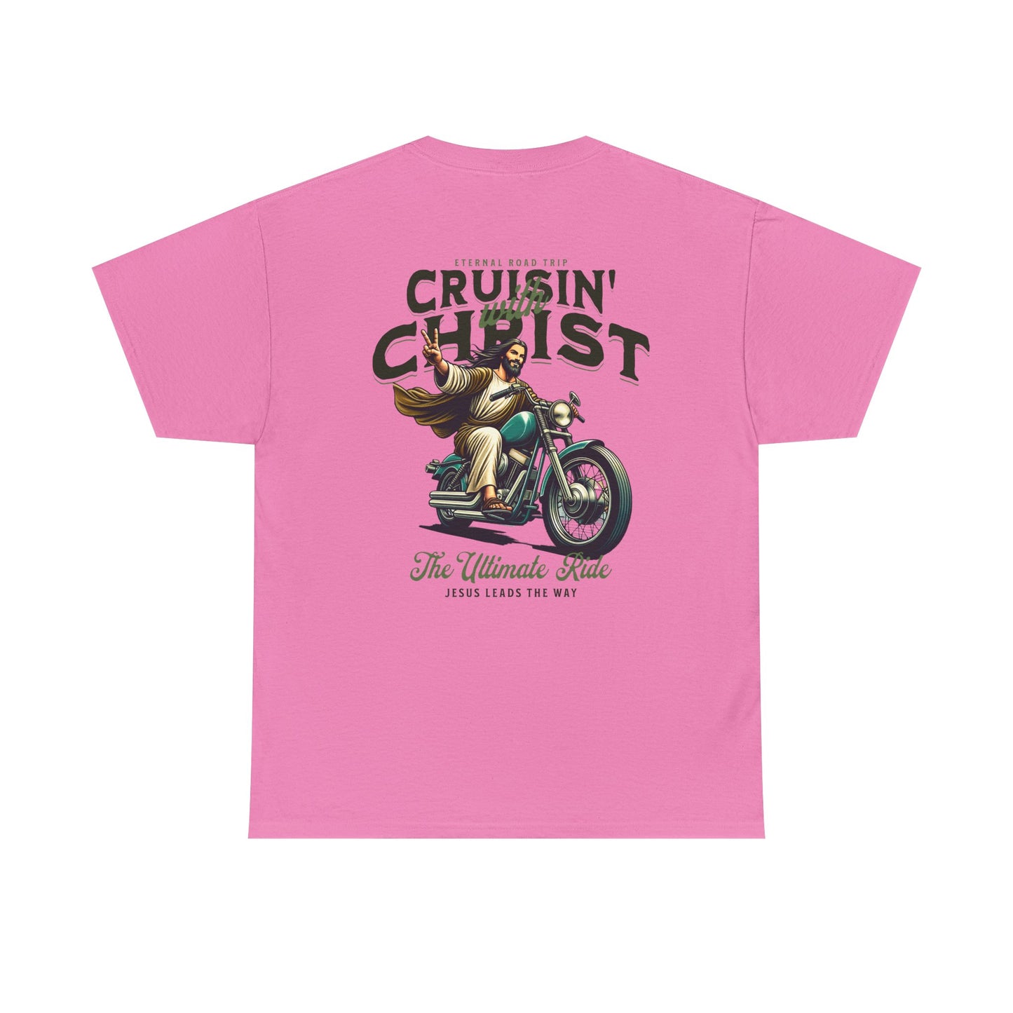 Cruisin' with Christ Heavy Cotton Tee | Faith-Based Unisex T-Shirt for Riders