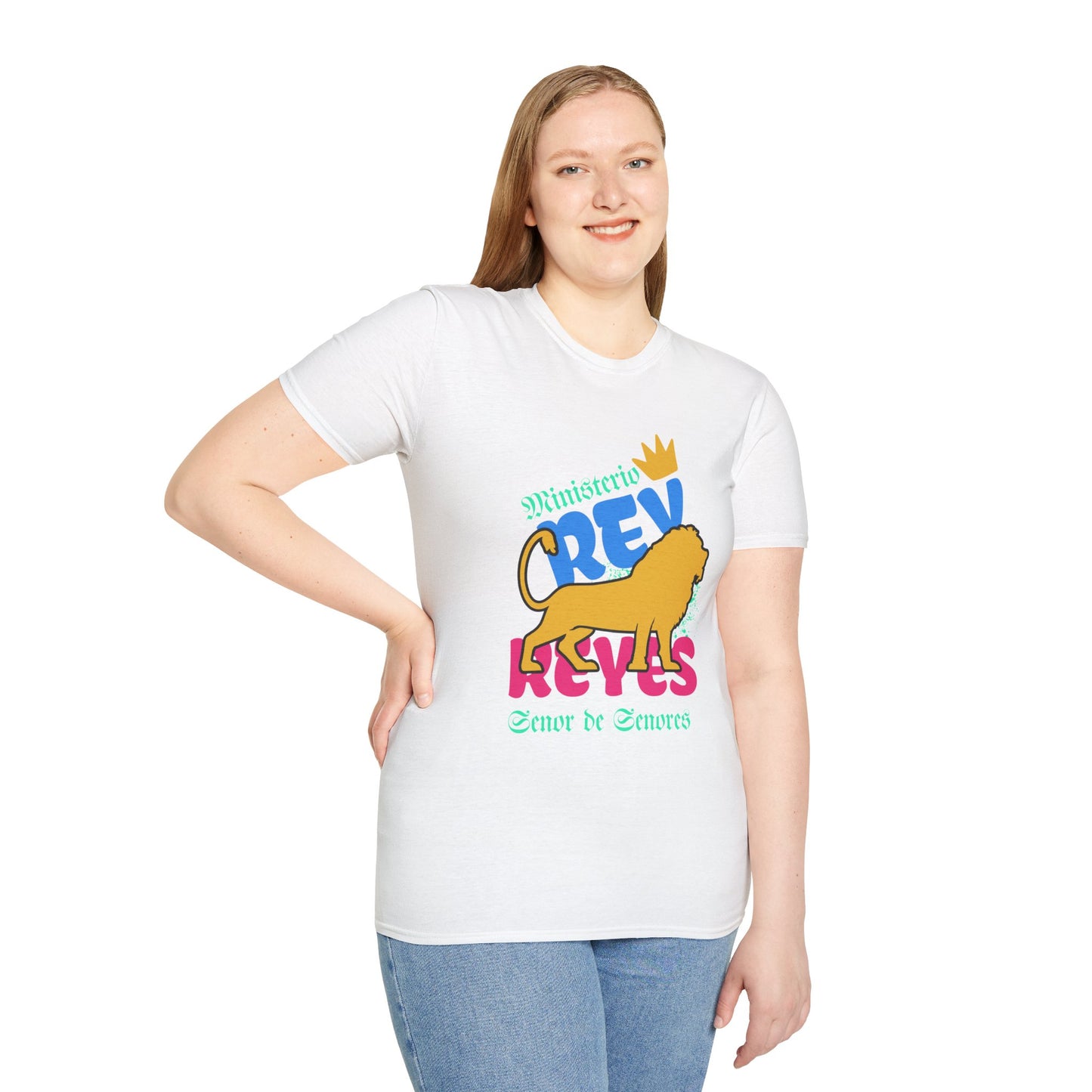 Ministerio Crew Unisex Softstyle T-Shirt - Vibrant Lion Design for Casual Wear