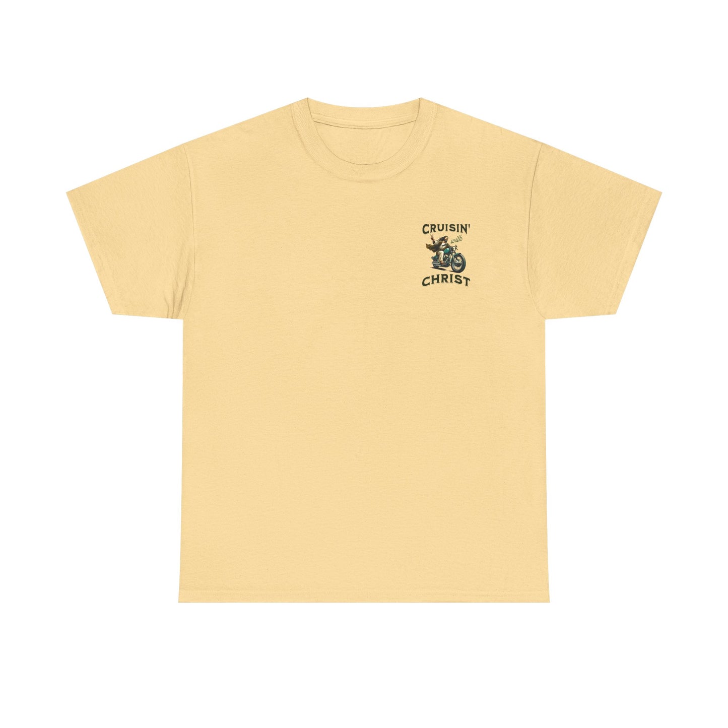 Cruisin' with Christ Heavy Cotton Tee | Faith-Based Unisex T-Shirt for Riders