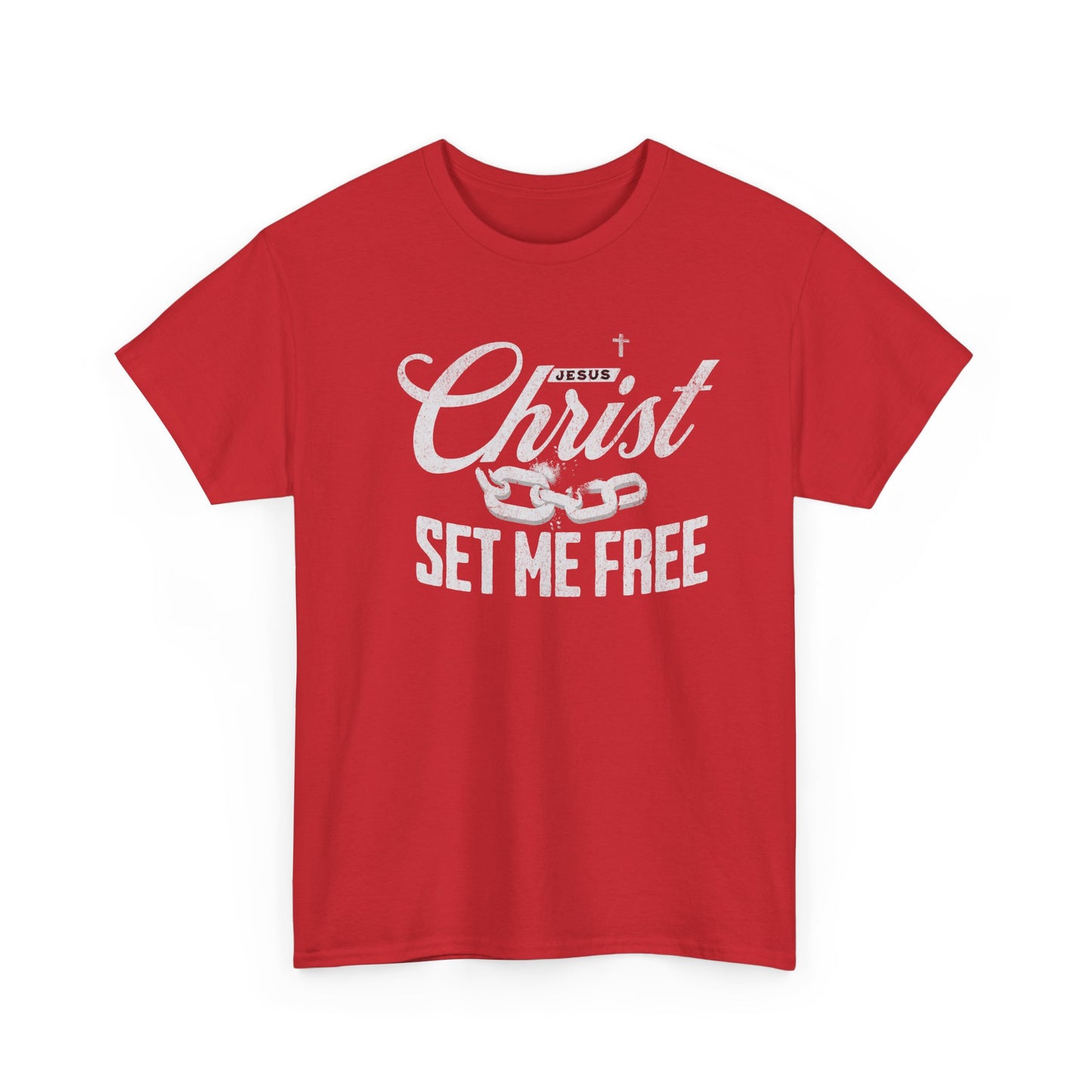 Inspirational Unisex Heavy Cotton Tee - 'Christ Set Me Free'