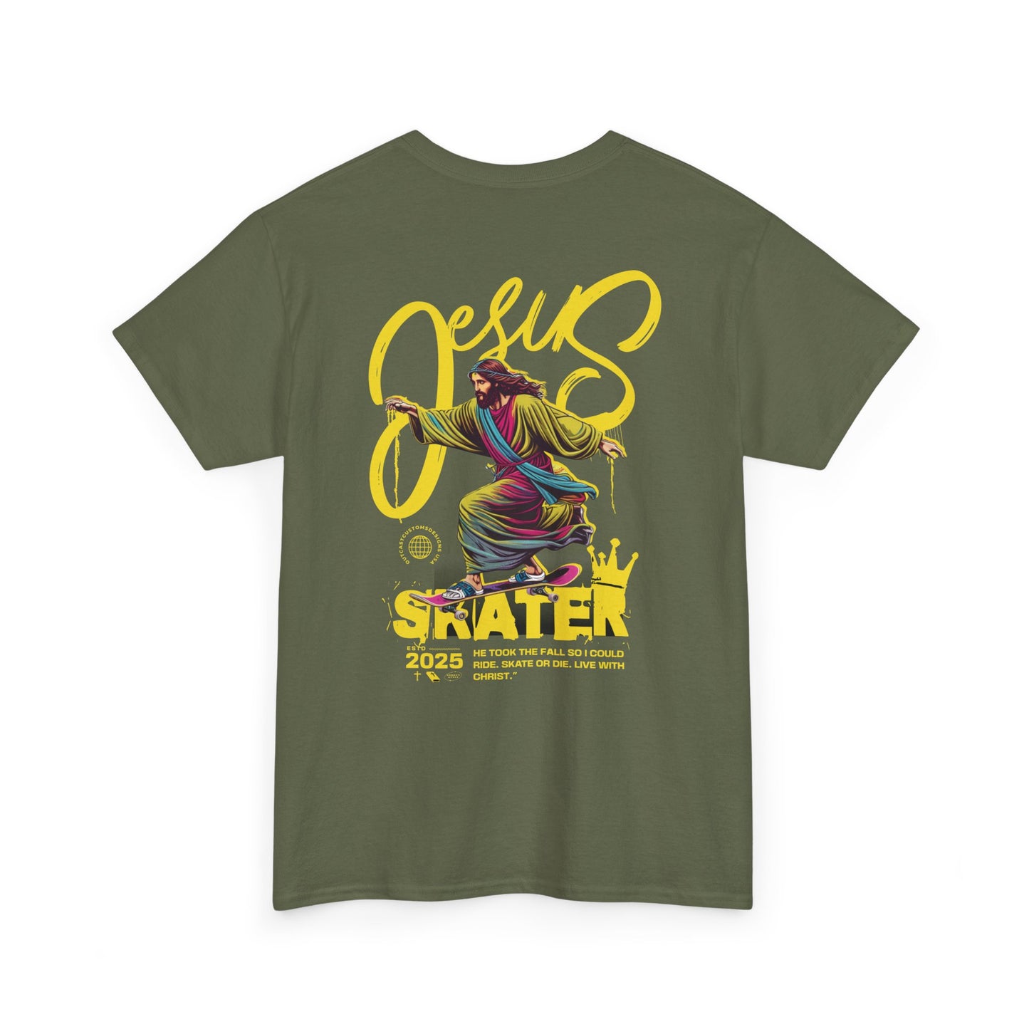 Jesus Skater Unisex Heavy Cotton Tee - Cool and Casual Faith-Inspired Shirt