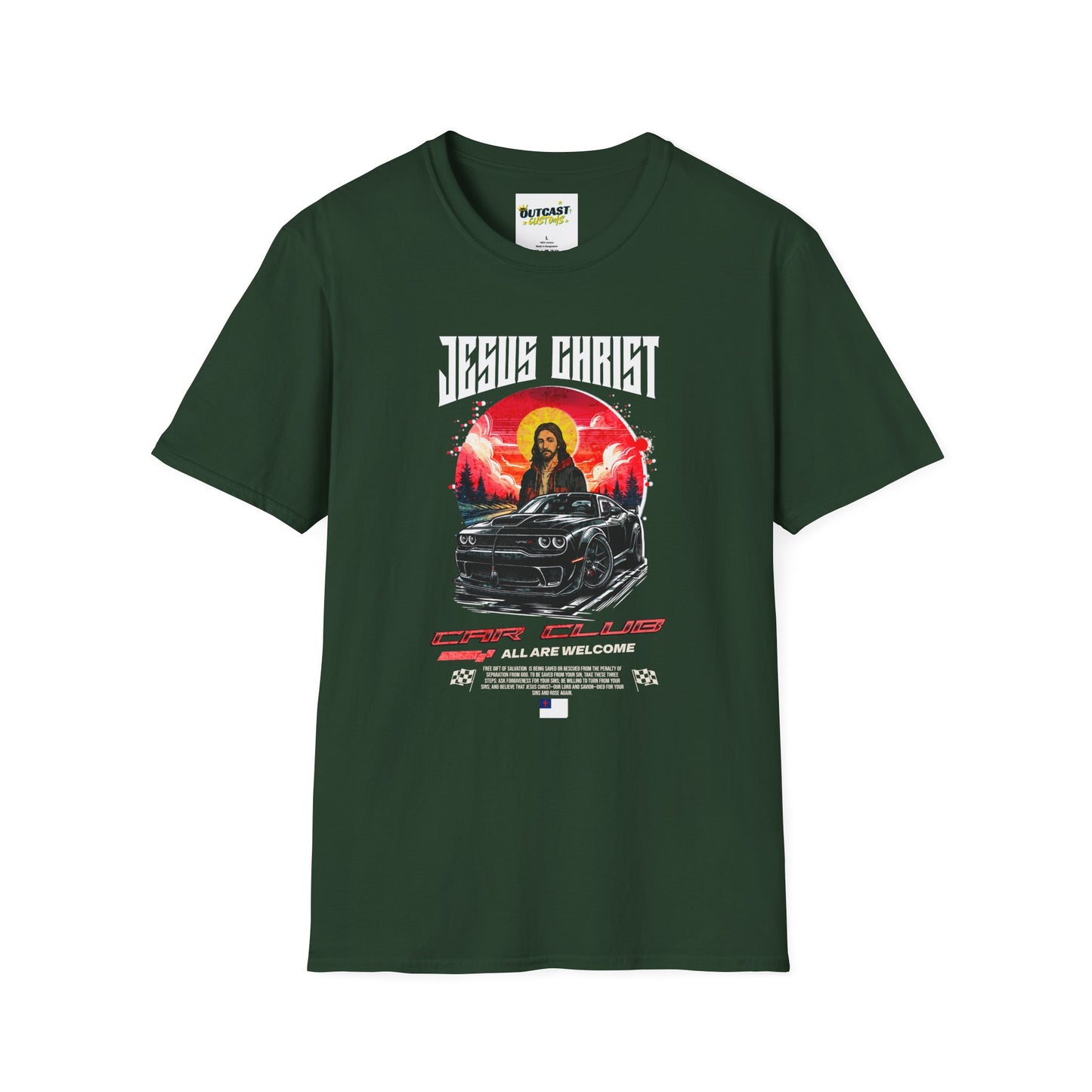 Jesus & Car Enthusiast Unisex T-Shirt, Graphic Tee for Auto Lovers, Perfect for Birthdays, Car Shows, and Everyday Wear