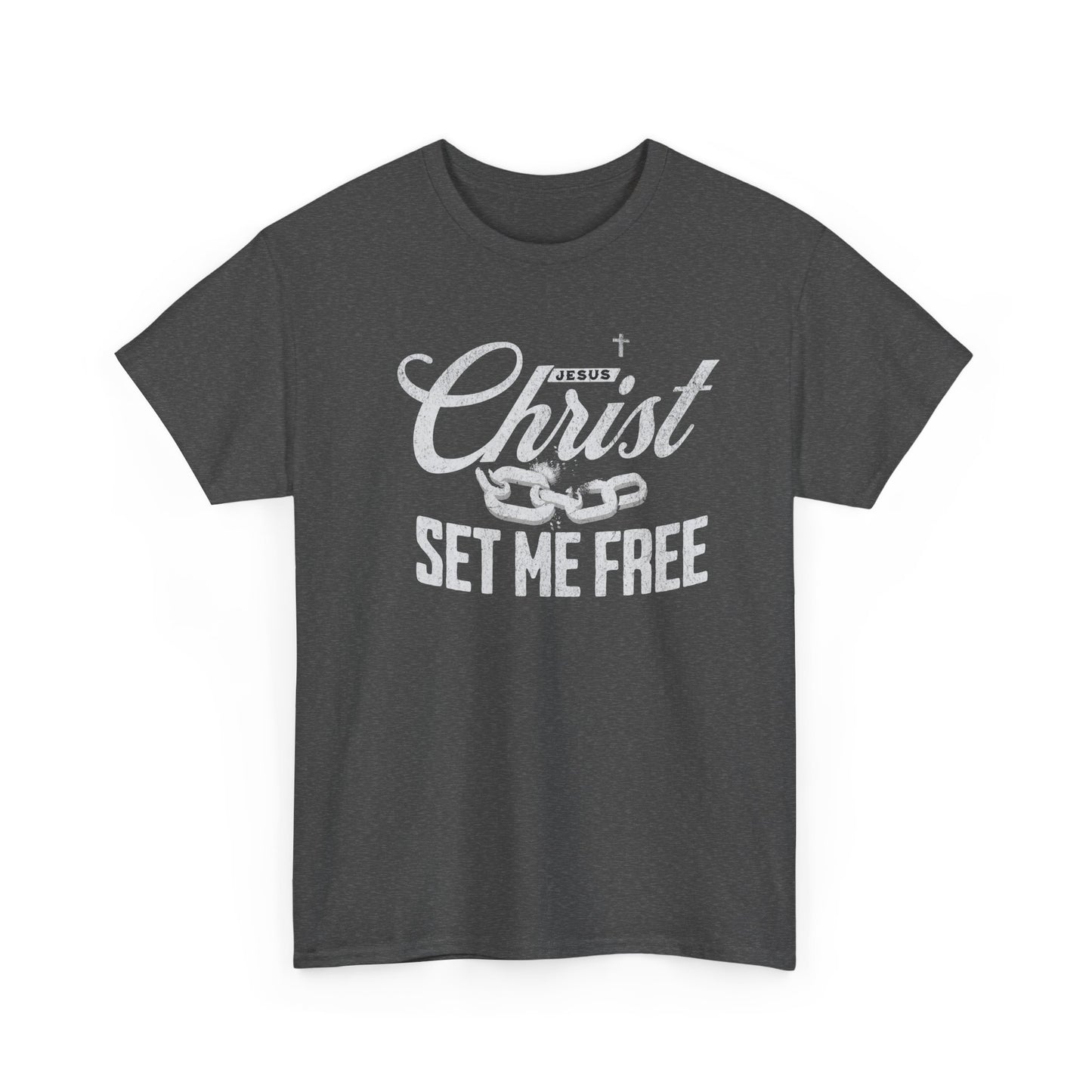 Inspirational Unisex Heavy Cotton Tee - 'Christ Set Me Free'