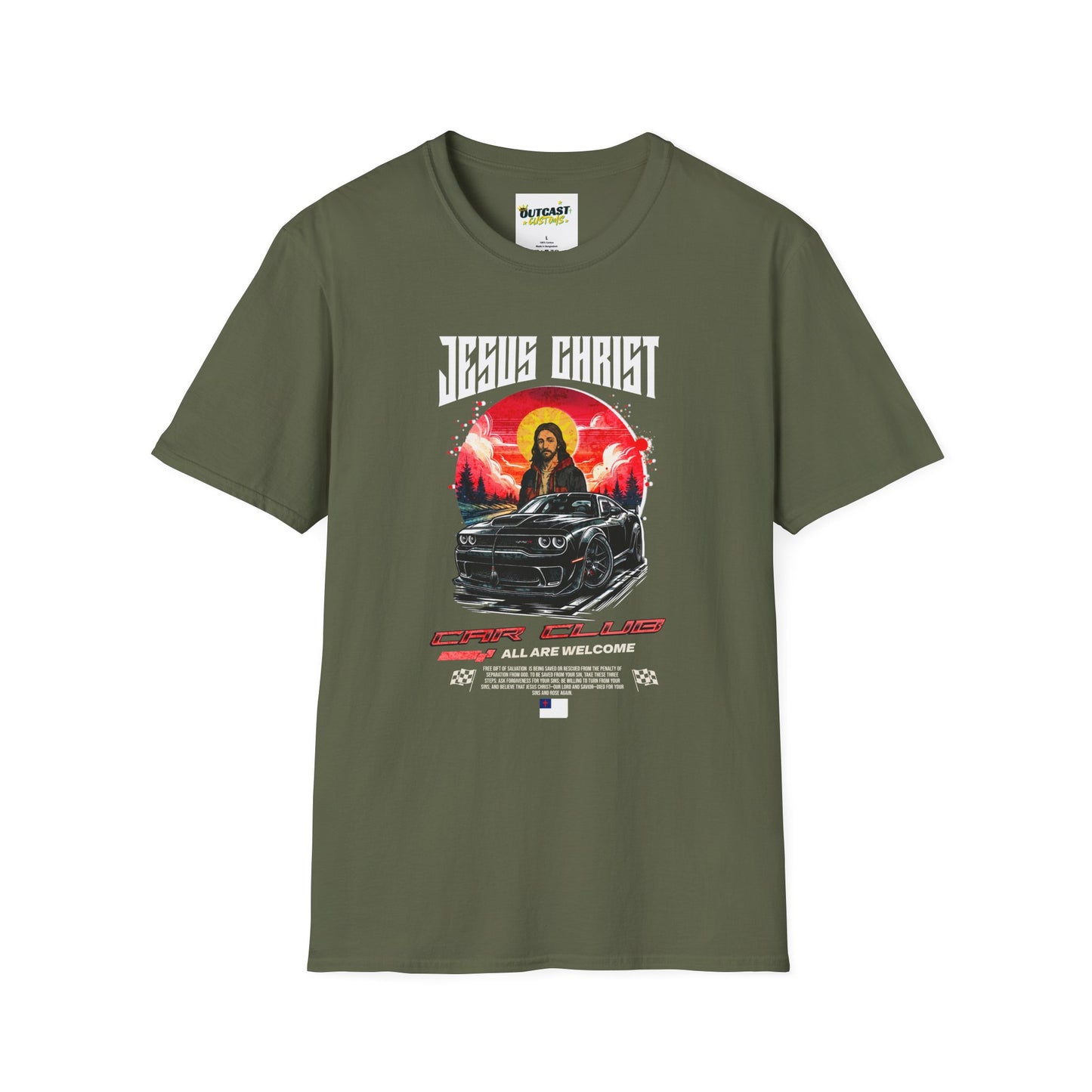 Jesus & Car Enthusiast Unisex T-Shirt, Graphic Tee for Auto Lovers, Perfect for Birthdays, Car Shows, and Everyday Wear