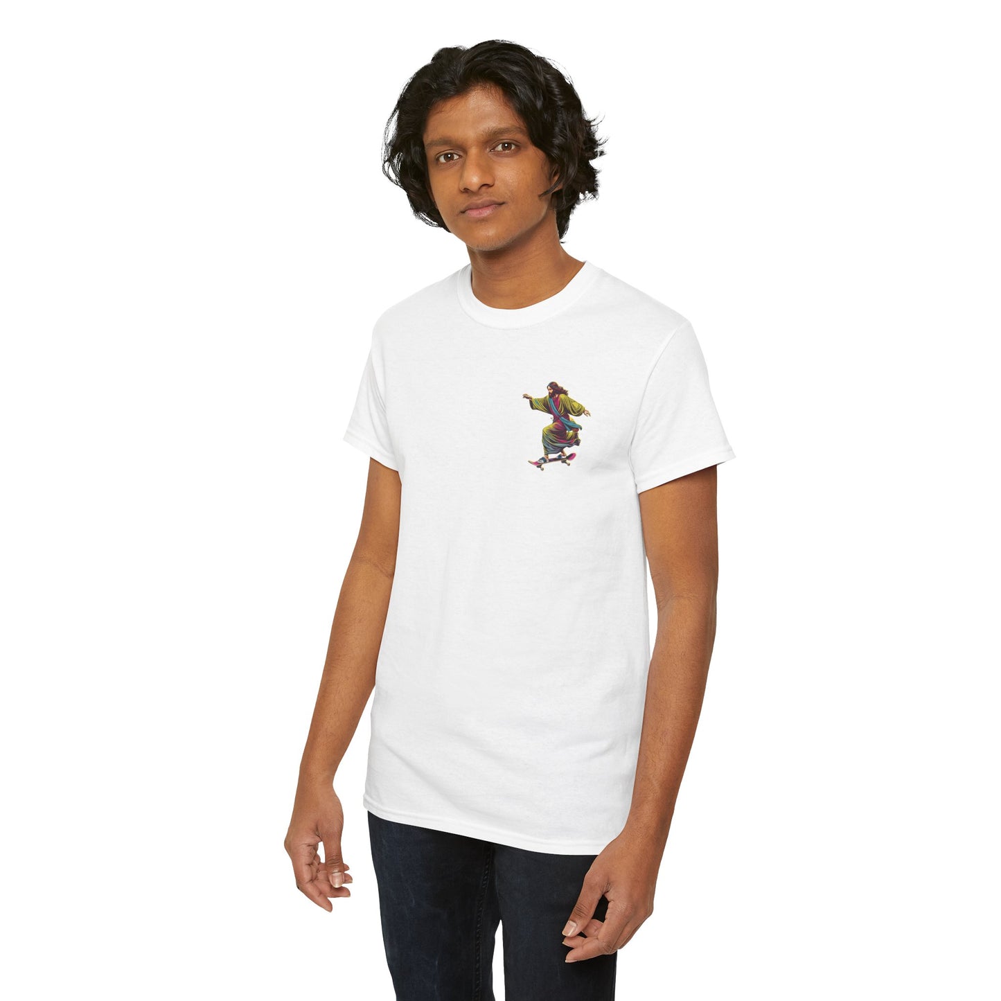 Jesus Skater Unisex Heavy Cotton Tee - Cool and Casual Faith-Inspired Shirt