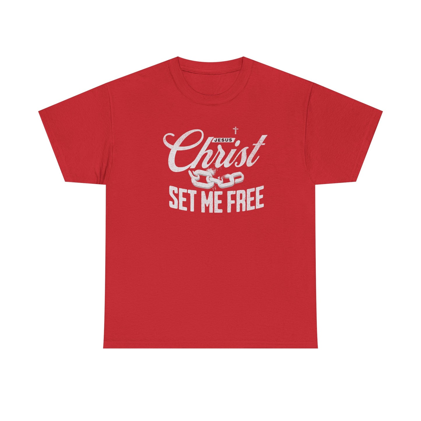 Inspirational Unisex Heavy Cotton Tee - 'Christ Set Me Free'