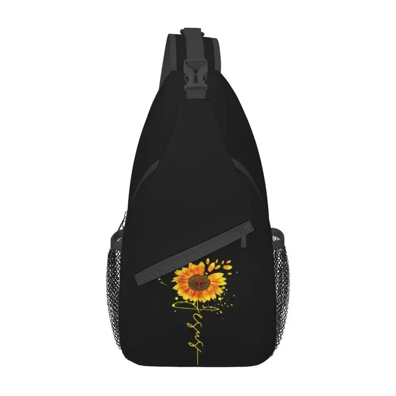 Fashion Catholic Jesus Cross Sling Bags for Cycling Camping Men Christian Religious Crossbody Chest Backpack Shoulder Daypack