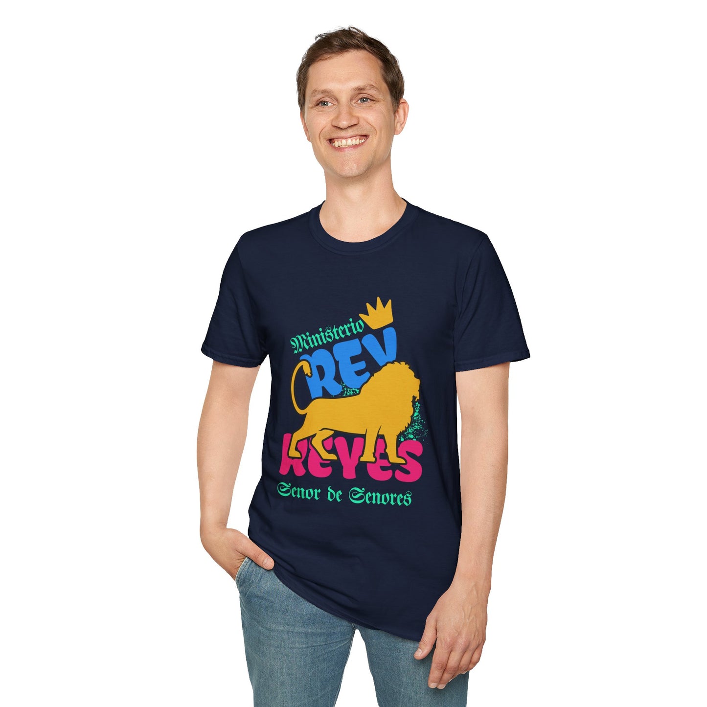Ministerio Crew Unisex Softstyle T-Shirt - Vibrant Lion Design for Casual Wear