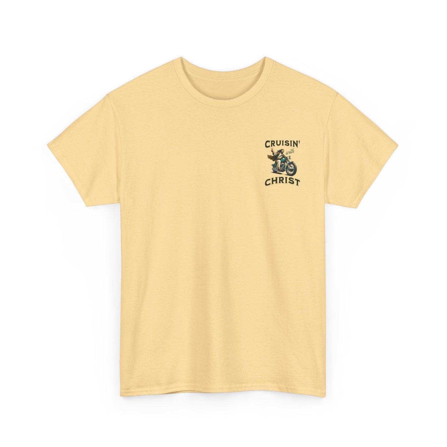 Cruisin' with Christ Heavy Cotton Tee | Faith-Based Unisex T-Shirt for Riders