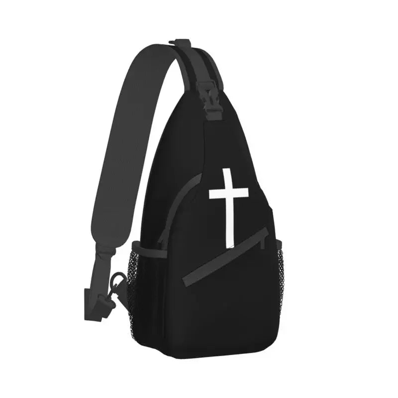 Fashion Catholic Jesus Cross Sling Bags for Cycling Camping Men Christian Religious Crossbody Chest Backpack Shoulder Daypack