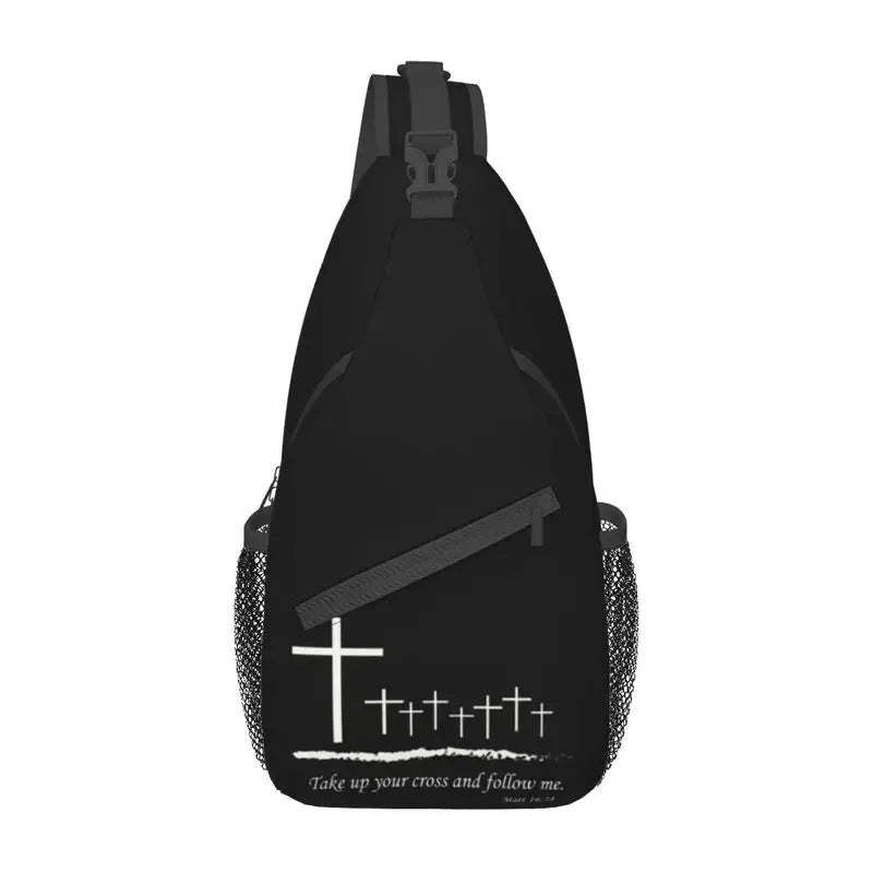 Fashion Catholic Jesus Cross Sling Bags for Cycling Camping Men Christian Religious Crossbody Chest Backpack Shoulder Daypack