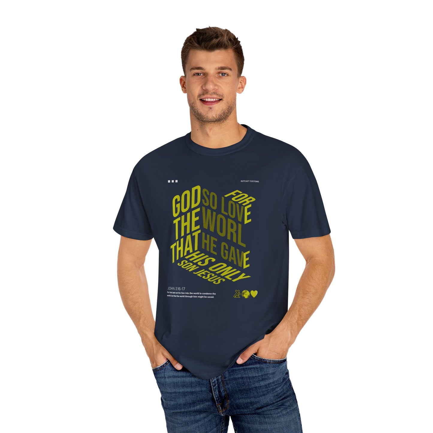 Inspirational Faith T-Shirt - "For God So Loved the World"