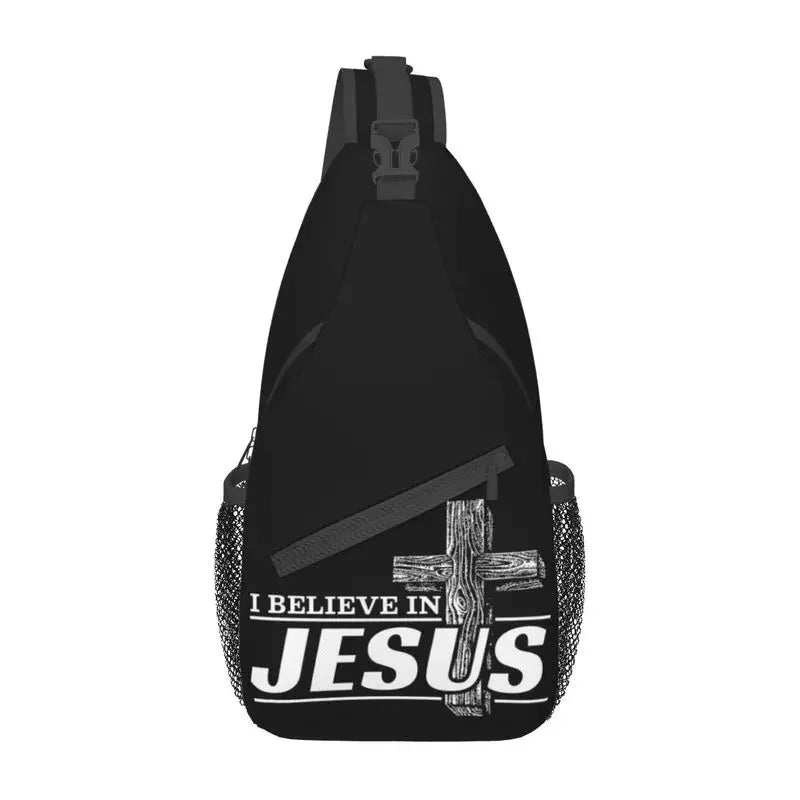 Fashion Catholic Jesus Cross Sling Bags for Cycling Camping Men Christian Religious Crossbody Chest Backpack Shoulder Daypack