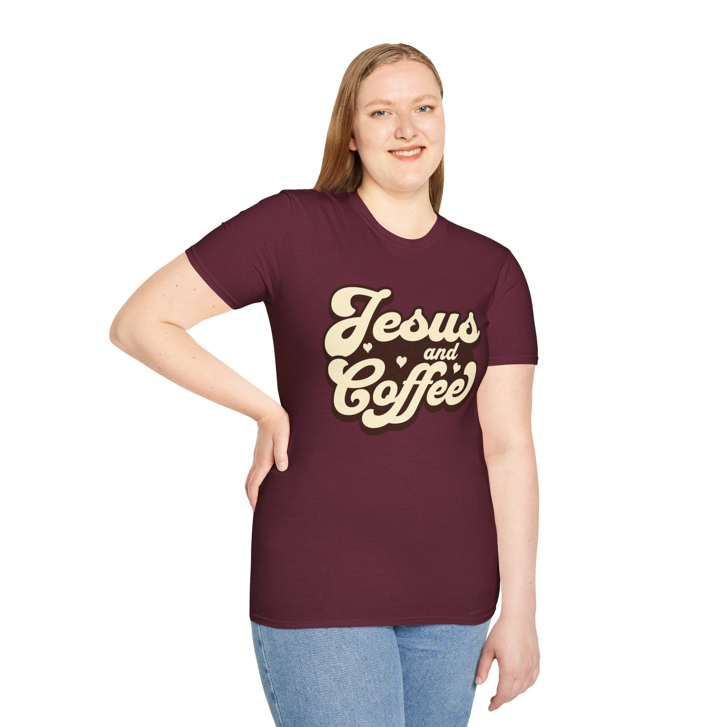 Jesus and Coffee Unisex Softstyle T-Shirt - Perfect for Faith Lovers and Coffee Enthusiasts