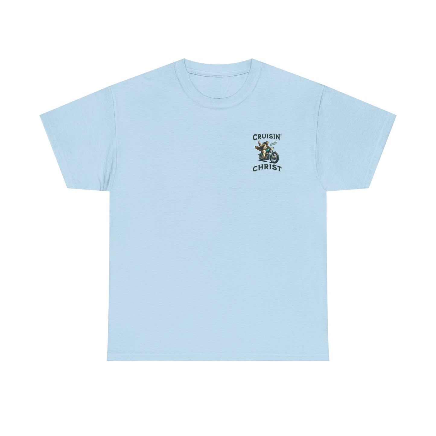 Cruisin' with Christ Heavy Cotton Tee | Faith-Based Unisex T-Shirt for Riders