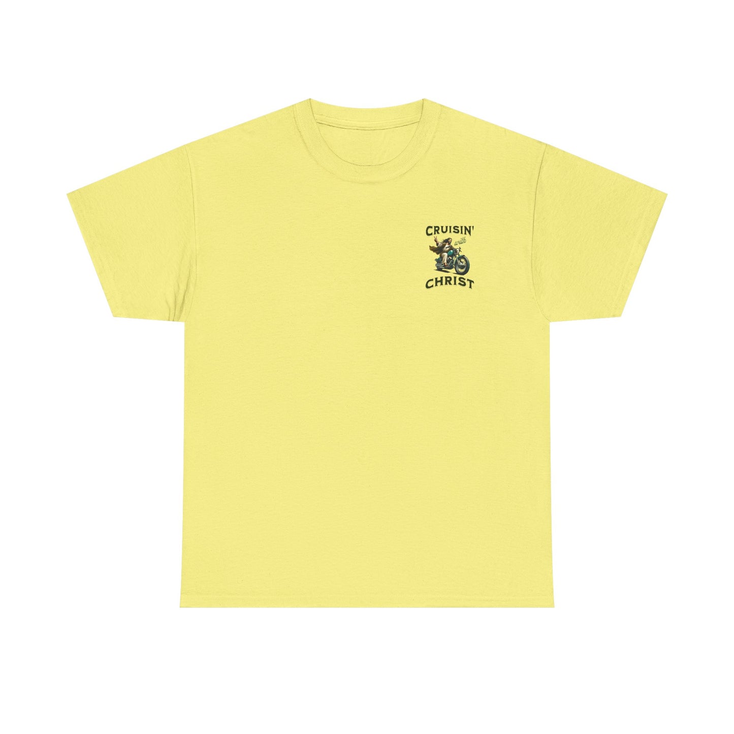Cruisin' with Christ Heavy Cotton Tee | Faith-Based Unisex T-Shirt for Riders