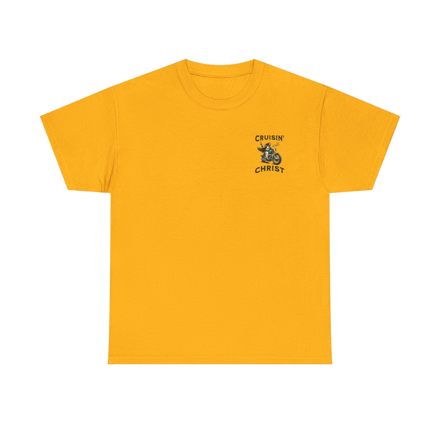 Cruisin' with Christ Heavy Cotton Tee | Faith-Based Unisex T-Shirt for Riders