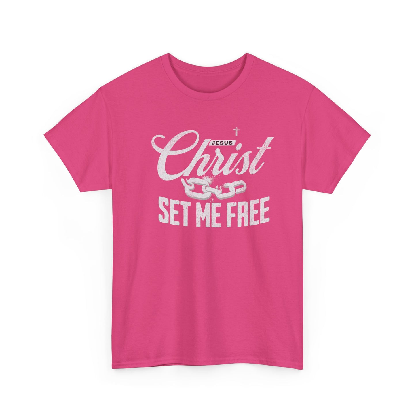 Inspirational Unisex Heavy Cotton Tee - 'Christ Set Me Free'