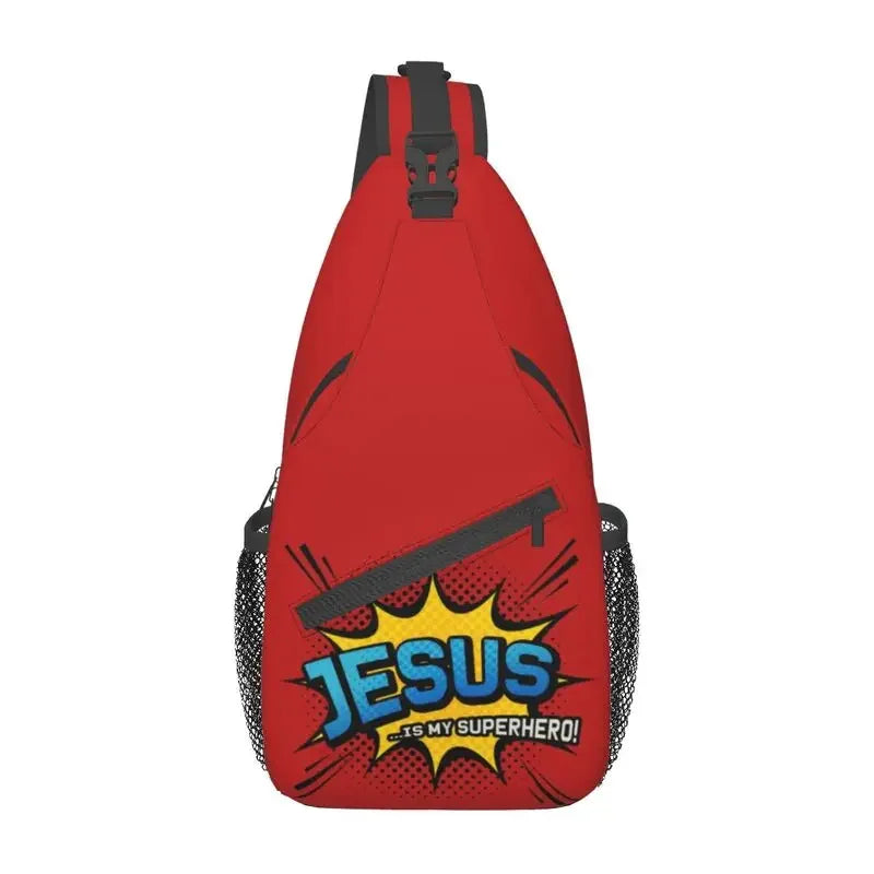 Fashion Catholic Jesus Cross Sling Bags for Cycling Camping Men Christian Religious Crossbody Chest Backpack Shoulder Daypack