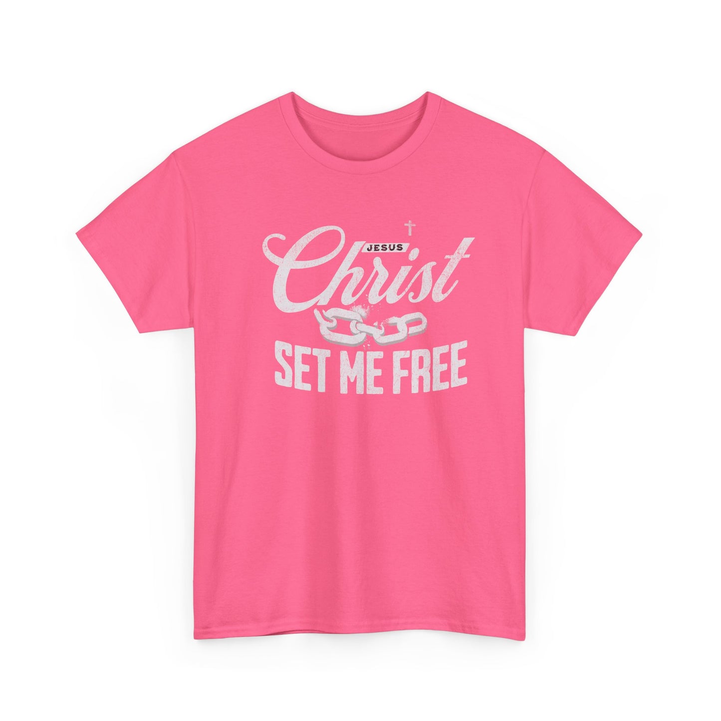 Inspirational Unisex Heavy Cotton Tee - 'Christ Set Me Free'