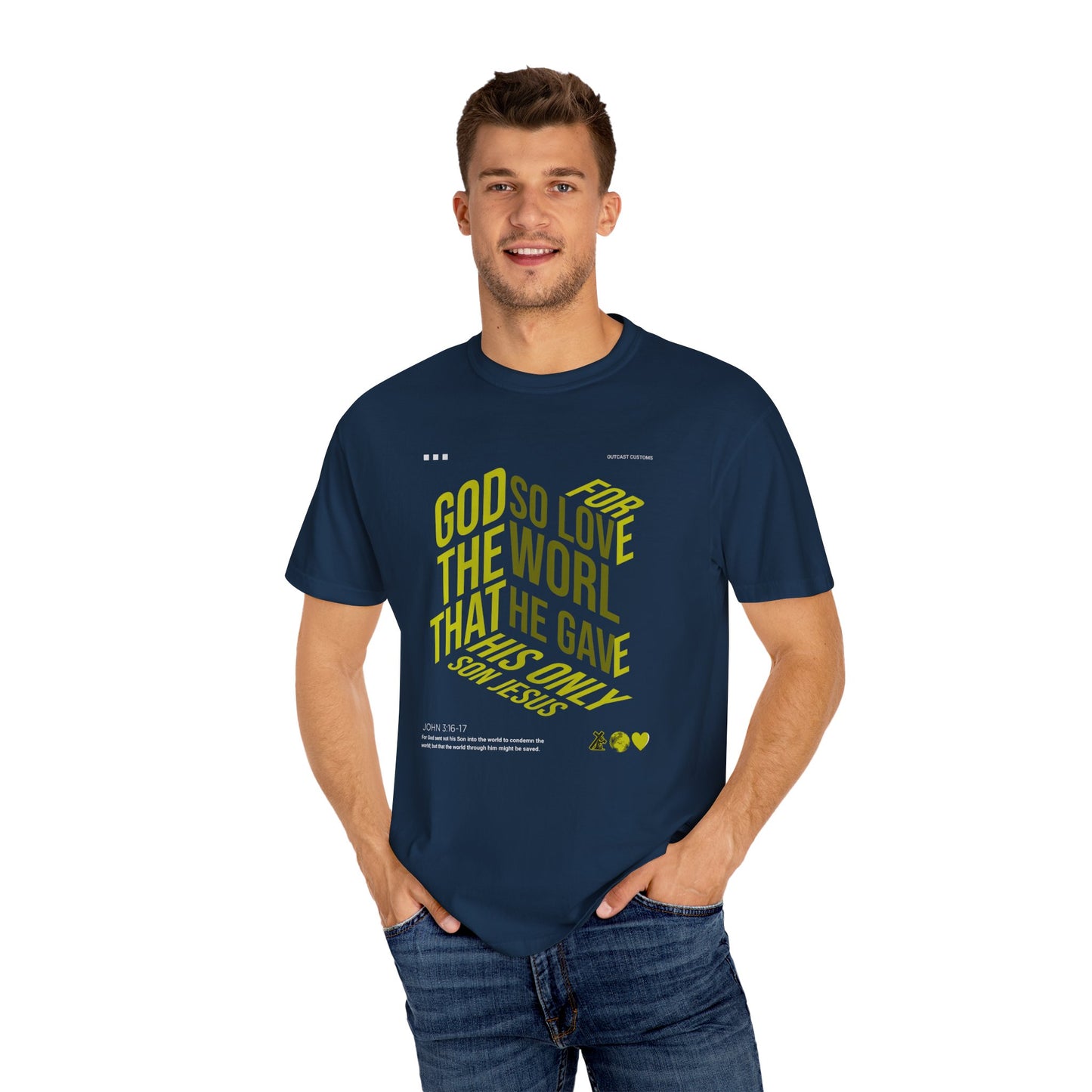 Inspirational Faith T-Shirt - "For God So Loved the World"