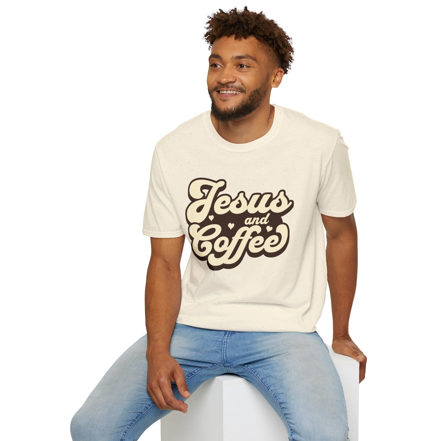 Jesus and Coffee Unisex Softstyle T-Shirt - Perfect for Faith Lovers and Coffee Enthusiasts