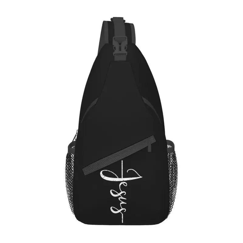 Fashion Catholic Jesus Cross Sling Bags for Cycling Camping Men Christian Religious Crossbody Chest Backpack Shoulder Daypack