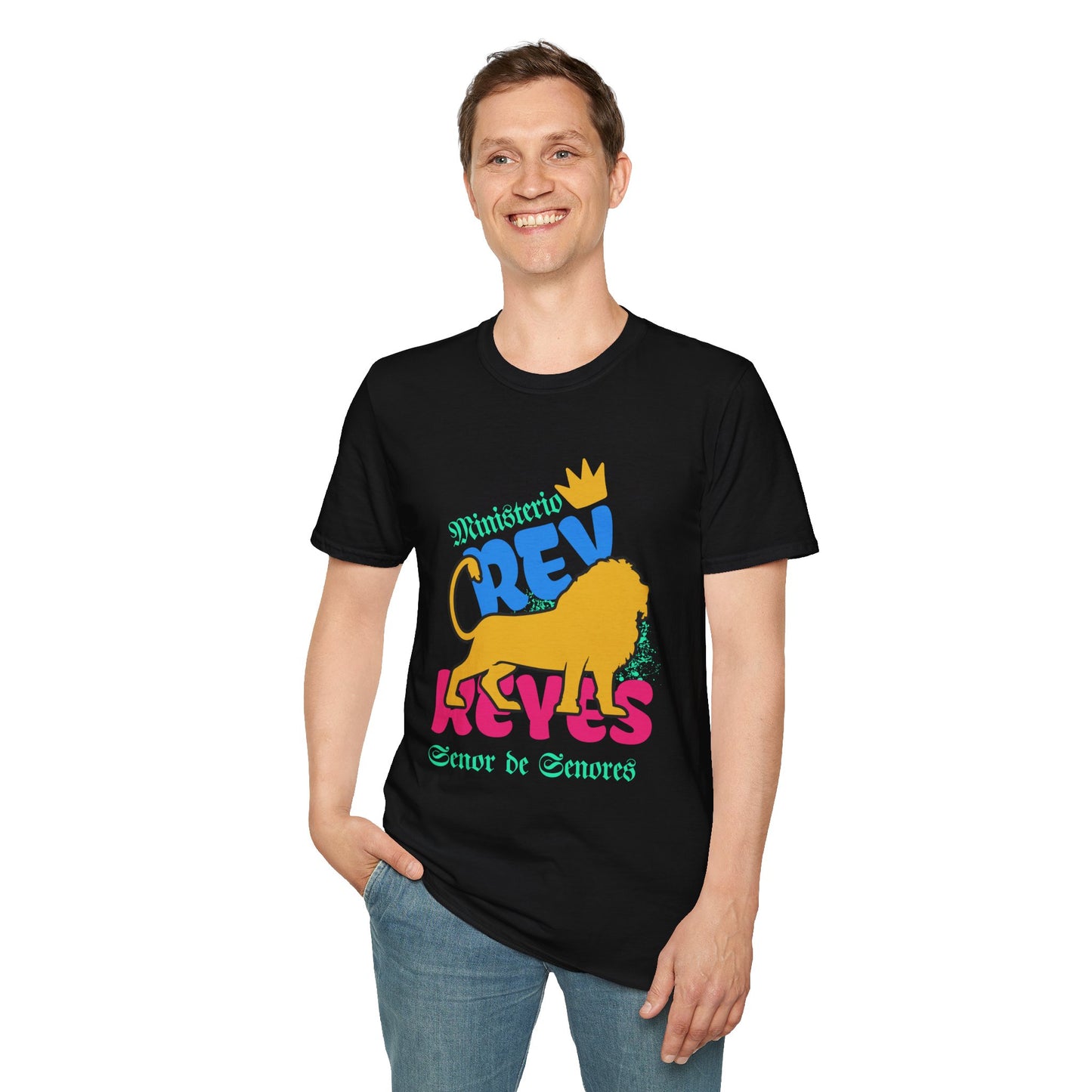 Ministerio Crew Unisex Softstyle T-Shirt - Vibrant Lion Design for Casual Wear