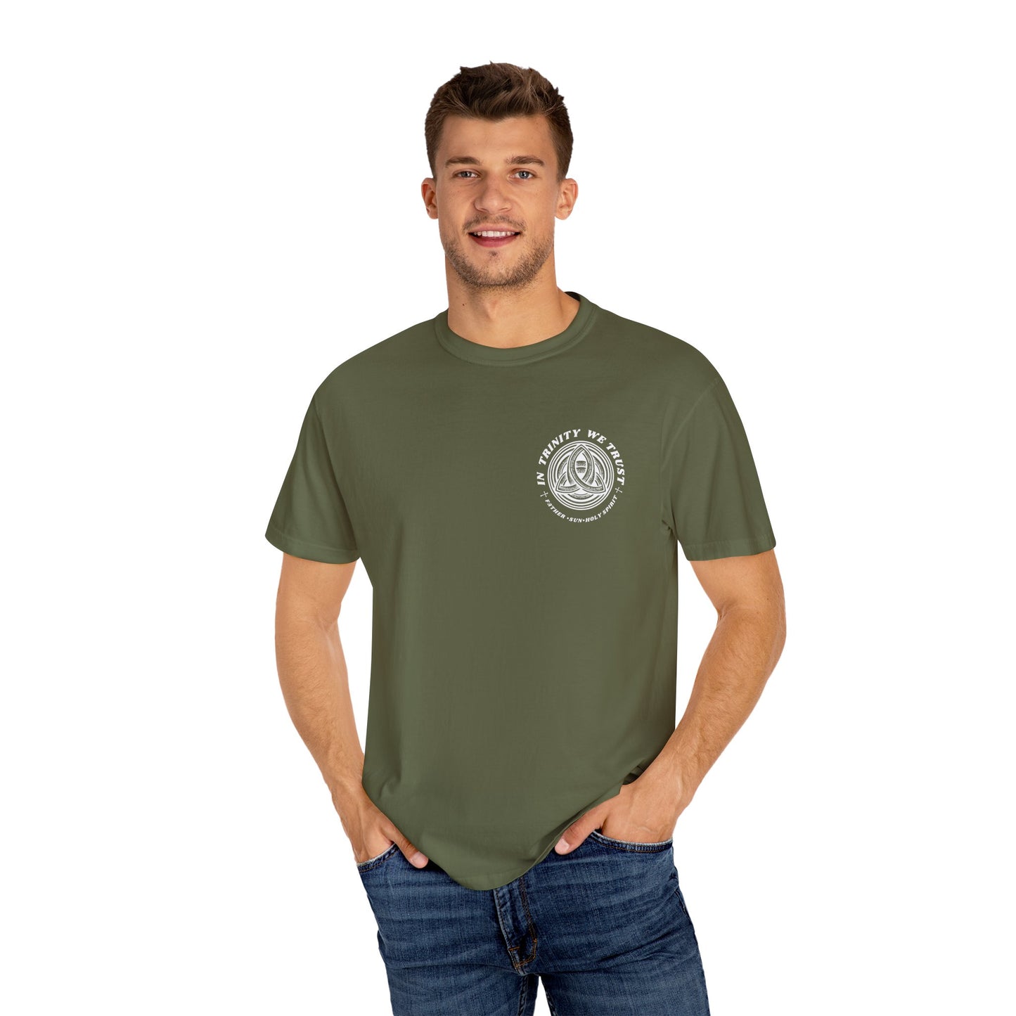 Unisex Garment-Dyed T-Shirt - 'In Trinity We Trust' Vintage Style