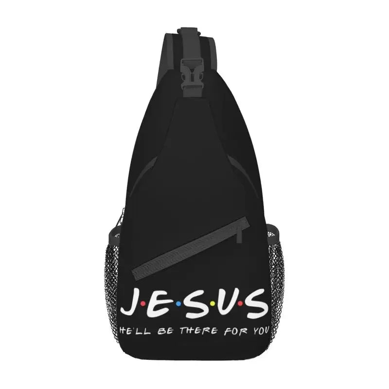 Fashion Catholic Jesus Cross Sling Bags for Cycling Camping Men Christian Religious Crossbody Chest Backpack Shoulder Daypack