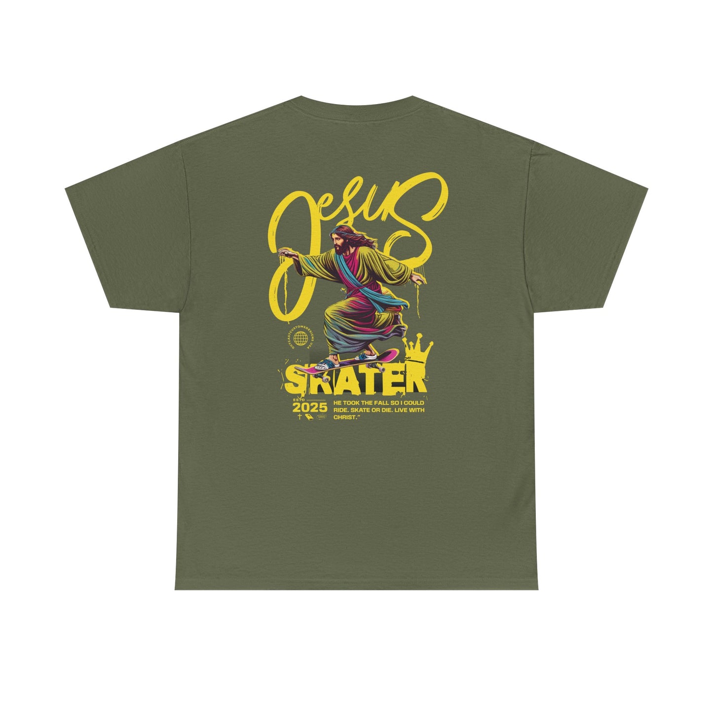 Jesus Skater Unisex Heavy Cotton Tee - Cool and Casual Faith-Inspired Shirt