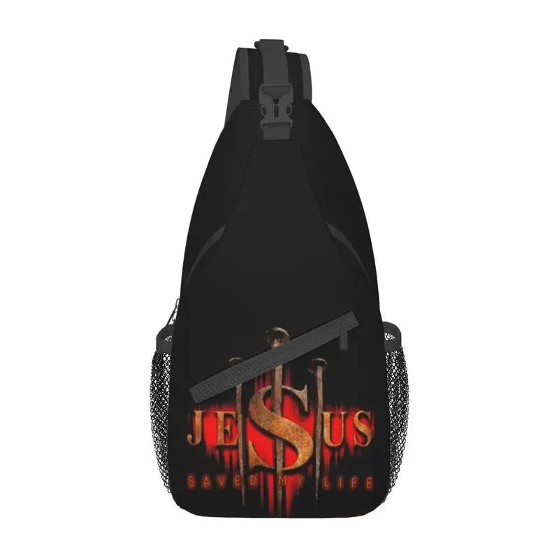Fashion Catholic Jesus Cross Sling Bags for Cycling Camping Men Christian Religious Crossbody Chest Backpack Shoulder Daypack