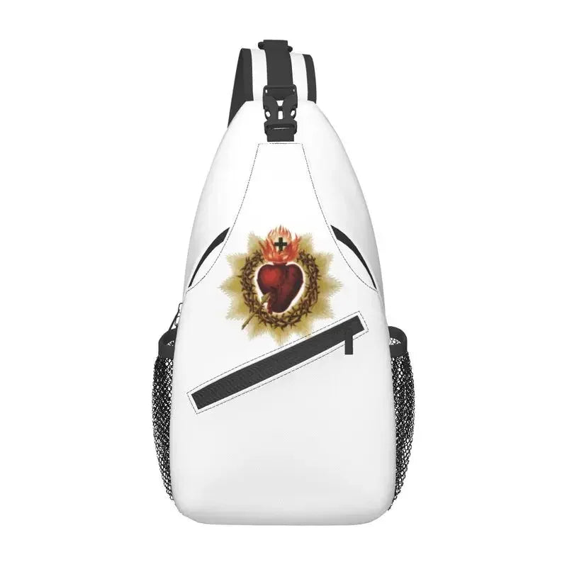 Fashion Catholic Jesus Cross Sling Bags for Cycling Camping Men Christian Religious Crossbody Chest Backpack Shoulder Daypack
