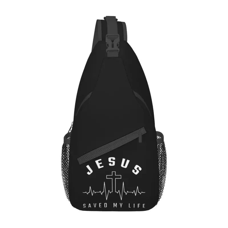 Fashion Catholic Jesus Cross Sling Bags for Cycling Camping Men Christian Religious Crossbody Chest Backpack Shoulder Daypack