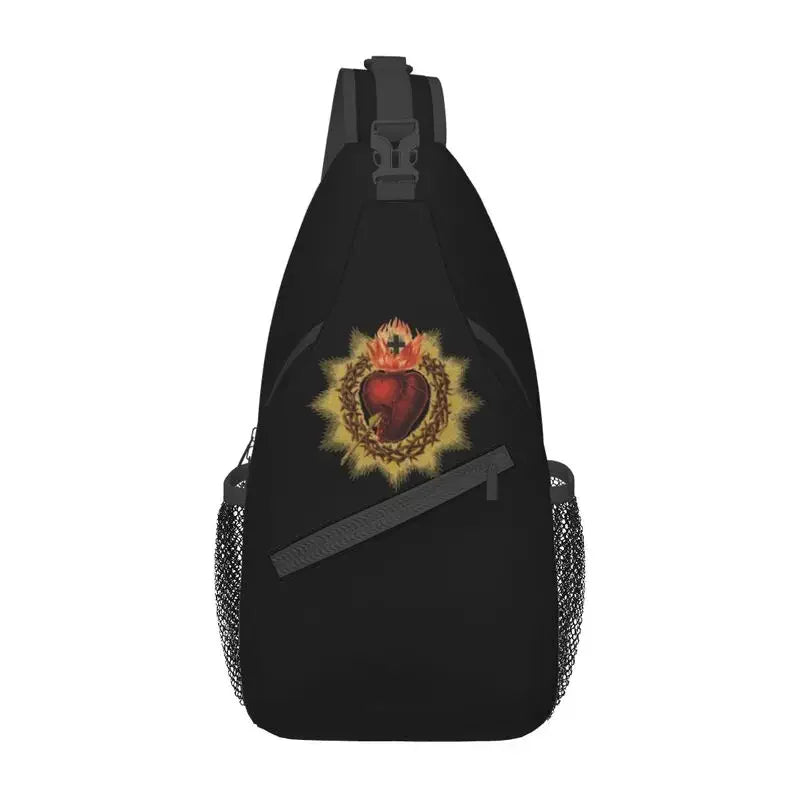 Fashion Catholic Jesus Cross Sling Bags for Cycling Camping Men Christian Religious Crossbody Chest Backpack Shoulder Daypack