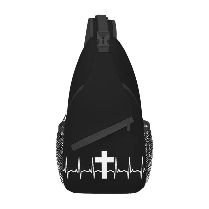 Fashion Catholic Jesus Cross Sling Bags for Cycling Camping Men Christian Religious Crossbody Chest Backpack Shoulder Daypack