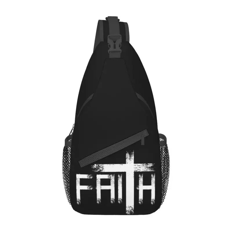 Fashion Catholic Jesus Cross Sling Bags for Cycling Camping Men Christian Religious Crossbody Chest Backpack Shoulder Daypack
