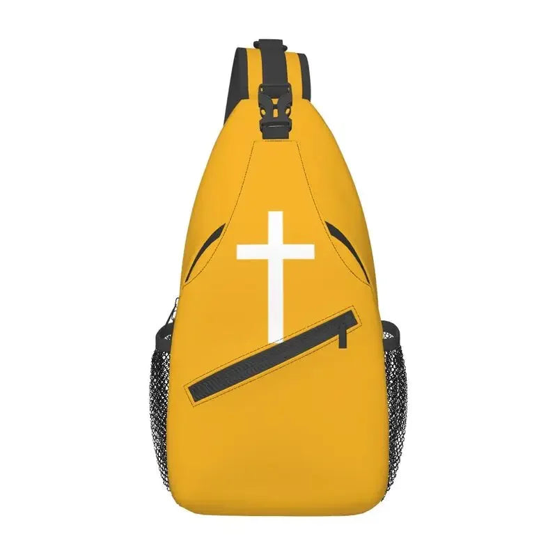 Fashion Catholic Jesus Cross Sling Bags for Cycling Camping Men Christian Religious Crossbody Chest Backpack Shoulder Daypack